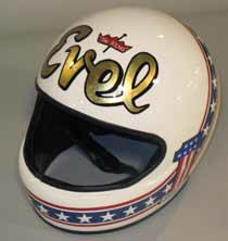 Replica of Evel Knievel’s signature helmet