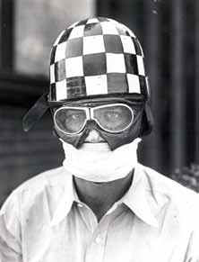 Racer Bo Lisman had a signature helmet with chequered flag motif